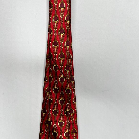 Scappino Men’s Necktie 4” Red & Gold Silk Neck Tie Bridal Bits - Picture 7 of 10